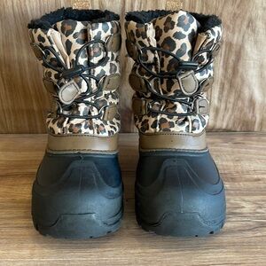 Member's Mark Youth Water Resistant SnowBoot Warm Lining Cheetah Leopard Size 2